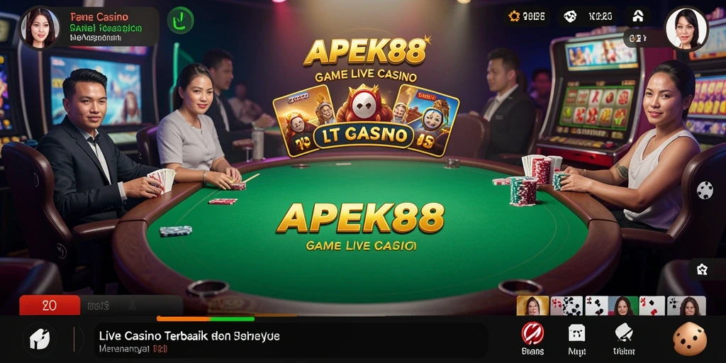 Screenshot APEK88 menampilkan gameplay Live Casino yang mendebarkan.
