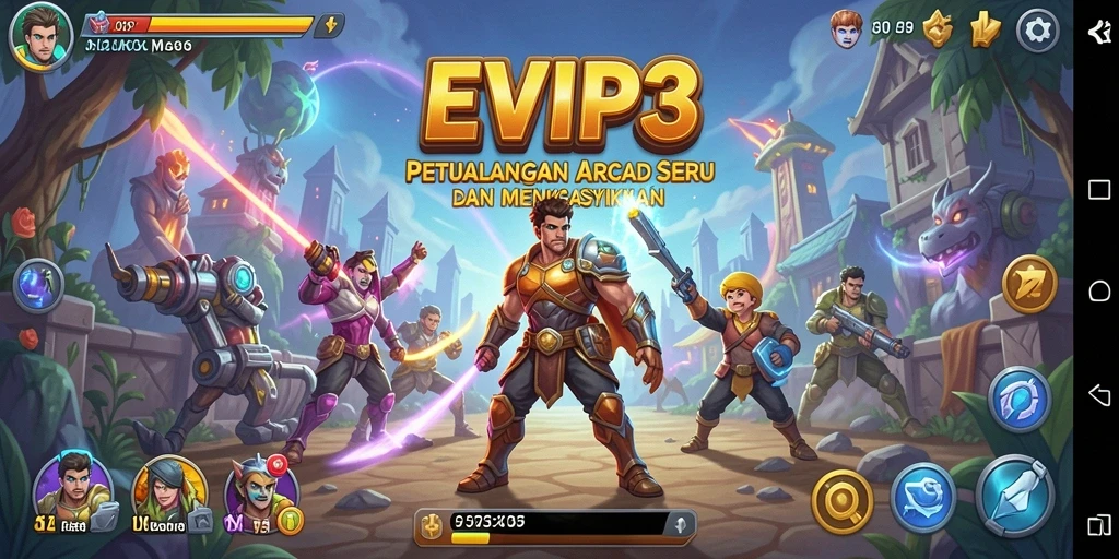 Tampilan seru gameplay EVIP3 dengan aksi cepat dan penuh warna.