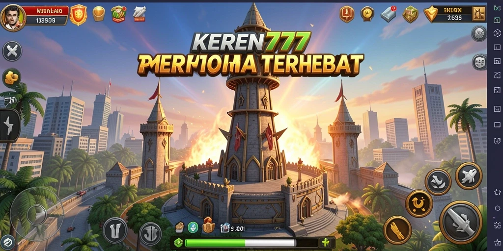 Tampilan gameplay KEREN777 yang menegangkan dalam pertahanan menara.