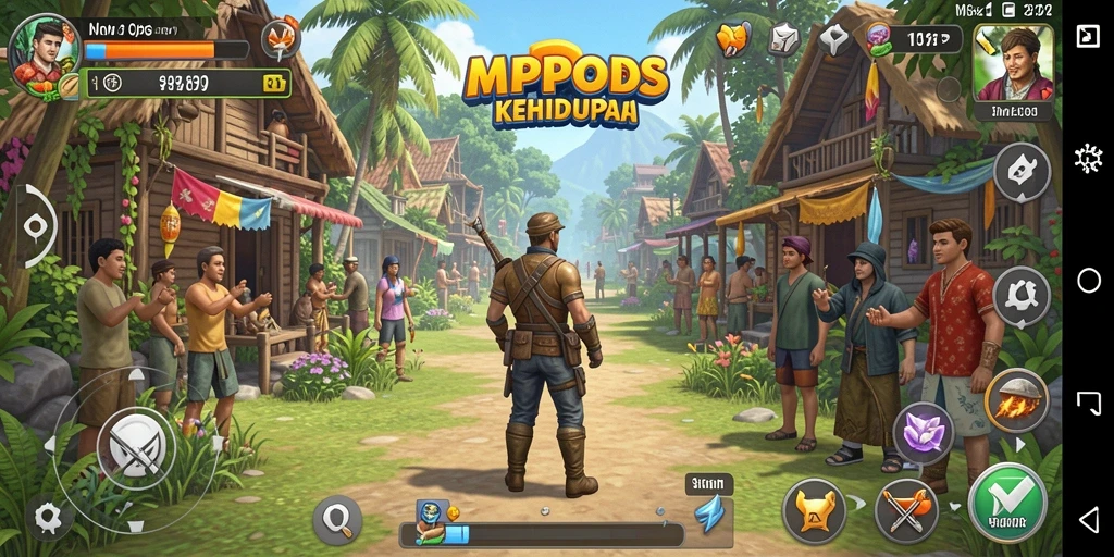Tampilan permainan MPOID dengan aktivitas sehari-hari dalam simulasi.