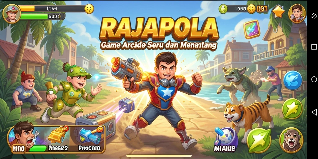 Tampilan gameplay seru RAJAPOLA dengan aksi arcade yang menantang.