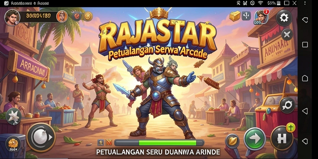 Tampilan gameplay RAJASTAR yang seru dan menantang dalam dunia arcade.