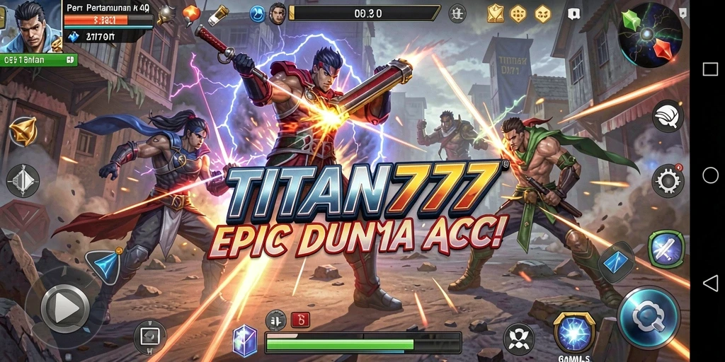Tampilan gameplay TITAN777 dengan pertarungan seru dan aksi mendebarkan.