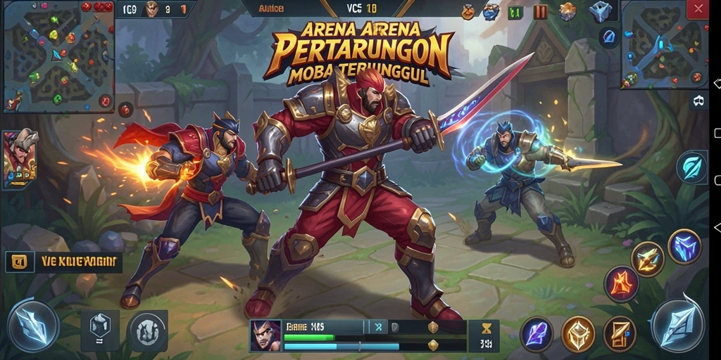 Tampilan aksi seru dalam gameplay MOBA VC5.