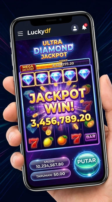 Cuplikan gambar menunjukkan berbagai kategori aplikasi yang tersedia di luckydf.